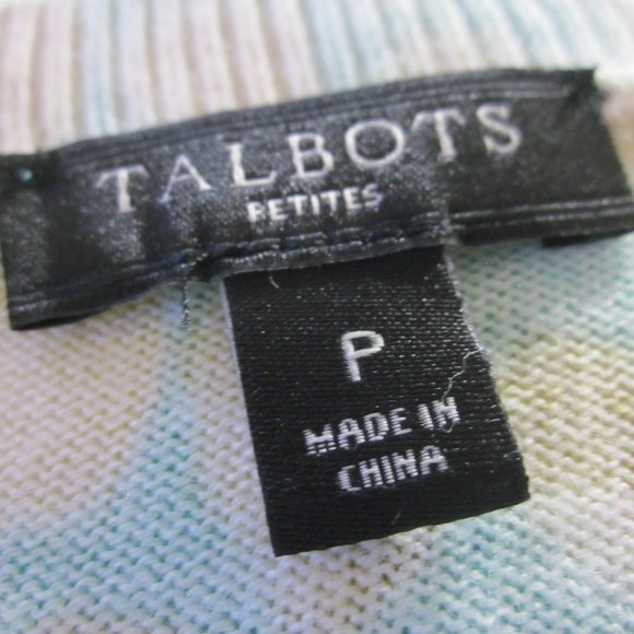 Talbots Sweater P Pear Novelty Print Back Button - Picture 2 of 6
